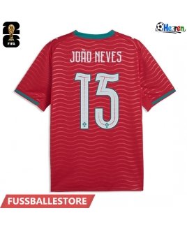 Günstige Portugal Joao Neves #15 Heimtrikot WM 2026 Kurzarm